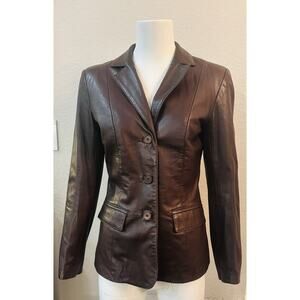 Danier Women’s Brown Leather Blazer Jacket XS